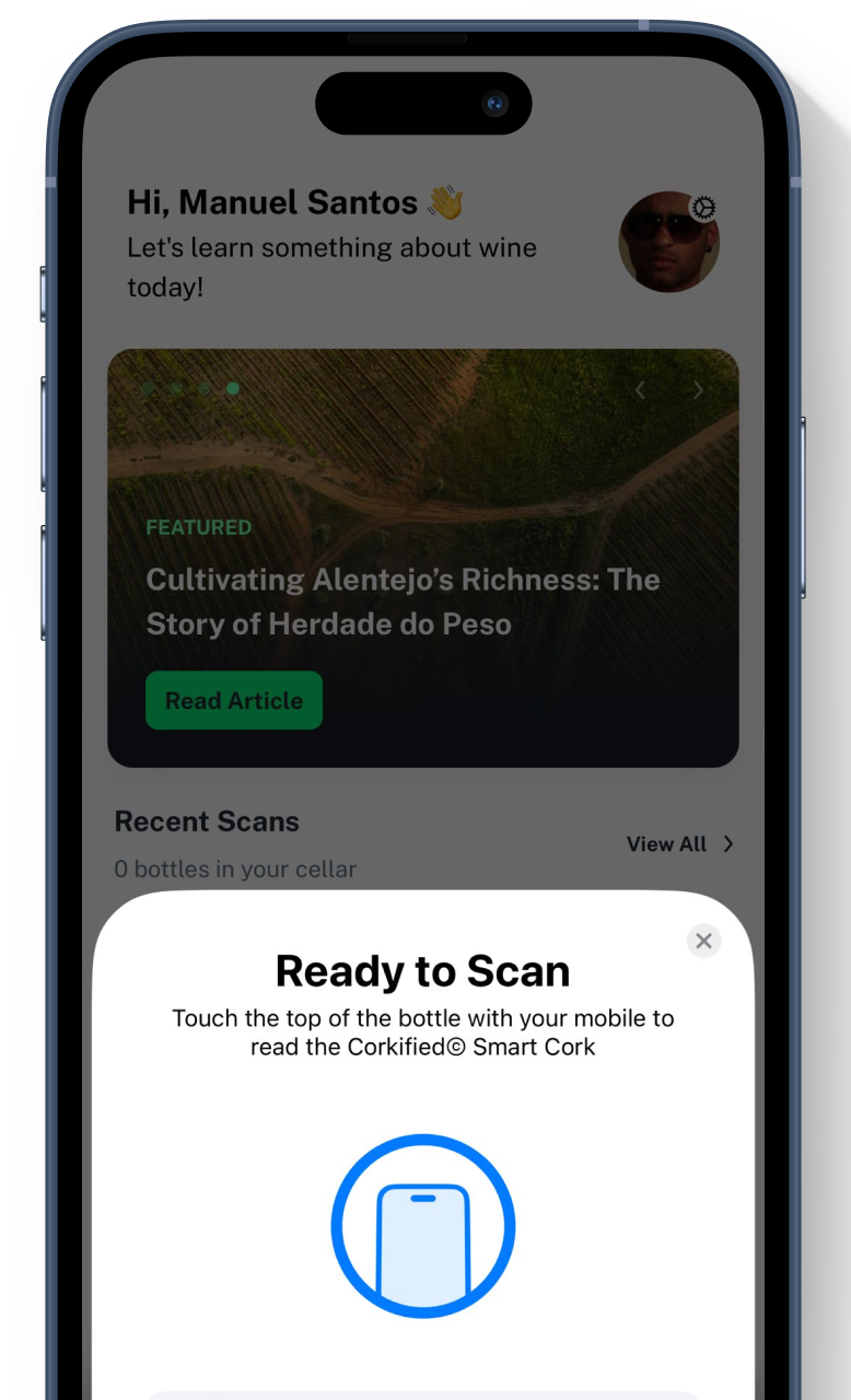 The Corkified app on a phone